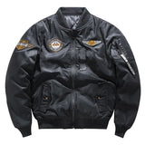Air Force MA1 Pilot Cotton Jacket Men's Double Sided Letter Embroidery Thicken Bomber Coat Retro Trendy Military Baseball Jersey MartLion black M 45-52.5kg 