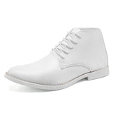 Classic High-top Men's White Shoes Pointed Toe Derby Shoes Men Lace-up Casual Leather Formal MartLion white D08 39 CHINA