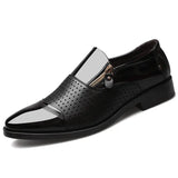Black Formal Shoes Men's Loafers Wedding Dress Patent Leather Oxford Leather Moccasins MartLion Black punching 38 