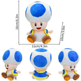 Kawaii Mario Luiji Goomba Kamek Yoshi Soft Plush Toys Cute Toad Princess Peach Daisy Rosalina Toadette Pauline Peluche Doll MartLion Blue Toad  