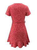 Summer Women’s  Dress Sweet Elegant Floral Ruffles V-neck  Short Dress  Lady Chic Flowers Mini Dress MartLion   