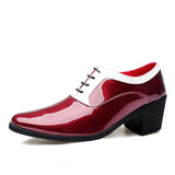 Classic Glitter Leather Men's Dress Shoes Red Mirror Luxury Men's Increasing-height Heel Footwear MartLion Red 717 38 