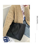  Women Single Shoulder Bag Casual Large Capacity Pu Lychee Pattern Tassel Outdoor Simple Tote MartLion - Mart Lion
