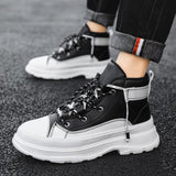 Autumn Men's Casual Sneakers Leather Platform Ankle Boots High-top Basketball Trainers Breathable Sport Shoes Mart Lion   