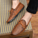 Leather Men's Casual Shoes Luxury Slip on Formal Loafers Moccasins Soft Driving MartLion   