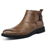 Chelsea Genuine Leather Men's Ankle Shoes Dress Boots Elegant Mans Winter Warm White MartLion Brown 43 