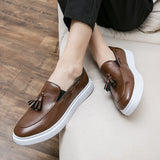 Flat Sole Leather casual shoes men's Slip loafers Leisure Spring Footwear Mart Lion   