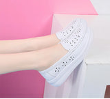 Nurse shoes spring soft bottom hollow breathable deodorant anti-slip flat bottom thick white medical work MartLion   