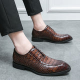 British Style Men's Oxfords Plaid Leather Shoes Dress Shoes Elite Formal Mart Lion   