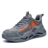 Men Safety Shoes Lightweight  Work Sneakers Steel Toe Anti-smash Anti-puncture Safety Boots MartLion Grey orange 44 CHINA