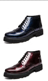 Brogue Lace Up Men's Boots Thick Sole Leather Shoes Men's Trendy MartLion   