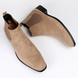 Men's frosted suede Chelsea Boots square toe autumn shoes with stylish MartLion   