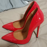 High Heels Shoes Women Pumps Large White Stiletto Heel Patent Leather Office Wedding Shoes Hey MartLion
