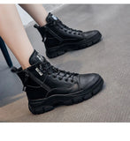 Winter Shoes Leather Sneakers Boots for Women Thick Sole Women Ankle Boots Ladies Boots MartLion   