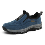 Men's Walking Shoes Outdoor Sports Casual Sneakers Winter Warm Non-slip Flat Suede Loafers MartLion blue EU 46 