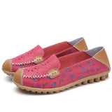 Women flat shoes ballet summer flower print genuine loafers ladies flats MartLion