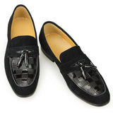 Luxury Fringe Casual Shoes Seasons Men's  One-step Loafers Black Leather Cow Suede Loafers MartLion   