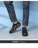 Dad Shoes Casual Soft Soled Elderly Outdoor Sports Men's Formal Wear Hollowed Out Black Leather Shoes Sandals Mart Lion   