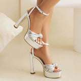 Summer Gold Silver Women Platform Sandals Hot High Heels Lady Party Shoes MartLion Silver 5.5 