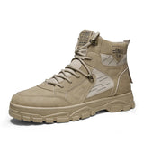 Ankle Boots Men's Spring Shoes High Top Military Outdoor Non-Slip Working Sport Casual MartLion Khaki 39 
