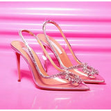 Luxury Rhinestone Hollow out Women Pumps Wedding Shoes Clear PVC High heels Elegant Summer Party Bridal MartLion   