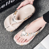 Breathable Men's Slippers Non Slip Beach Flip Flops Lightweight Outdoor Flat Leisure Shoes Soft Slides Adult Sneakers Footwear Mart Lion 2-Beige 6.5 