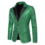 Men's Luxurious Sequin Suit Jacket Green Silver Bar KTV Stage Dress Coat blazers MartLion green Eur S CHINA