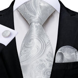 Gray Striped Paisley Silk Ties For Men's Wedding Accessories 8cm Neck Tie Pocket Square Cufflinks Gift MartLion SJT-8303  