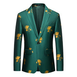 Handsome 100 Peacock Tail  Men's Suit Coat Casual Polyester  Four Seasons  Blazers Smart Casual MartLion Flower color 7 M (EUR XXS) 