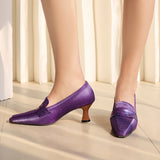 Sweet White Yellow Women Pumps High Thin Heels Office Lady Dress Shoes MartLion Purple 9.5 