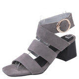 Summer Brown Black  Women Party Sandals Lady Dress Shoes Med Gladiator Heel MartLion Gray 9.5 