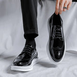 Spring Autumn Designer Men's Dress Shoes Formal Bright Face Patent Leather Black Brock MartLion   