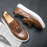 Flat Sole Leather casual shoes men's Slip loafers Leisure Spring Footwear Mart Lion   