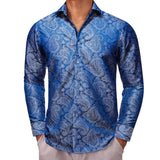 Luxury Shirts Men's Silk Long Sleeve Pink Paisley Slim Fit Blouses Casual Formal Tops Breathable Barry Wang MartLion 0066 S 