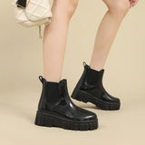 Women Outer Wear Rain Boots Cute Waterproof Shoes Short Middle Slip Women Rain Solid Thick Sole Rubber MartLion Full Black 36 