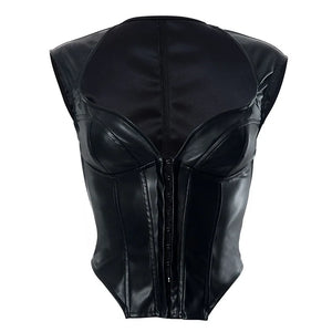 PU Leather Buckle Corsets Bustiers Women Slim Waist Fishbone Crown Girdle Low-cut Corset Tops Curve Shaper Modeling Bustier MartLion   