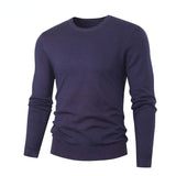 Spring Men's Round Neck Pullover Sweater Long Sleeve Jacquard Knitted Tshirts Trend Slim Patchwork Jumper for Autumn Mart Lion 18 Purple L 