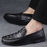 Genuine Leather Men's Loafers Slip On Casual Footwear Moccasins Winter Shoes With Mart Lion   