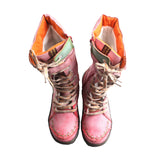 Long Warm Leather Women's Boots In Winter With Solid Color Hand Stitching MartLion