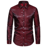 Men's Dress Shirts Long Sleeve Regualr Fit Casual Button Down Shirts Wrinkle-Free Casual Collar Shirt MartLion Wine Red S 