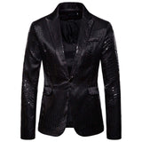 Gold Shiny Men's Jackets Sequins Stylish Dj Club Graduation Solid Suit Stage Party Wedding Outwear Clothes blazers MartLion Black-3 S CHINA