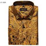 camisa masculina Black Men's Long Sleeves Floral Shirt with Collar Pin Turn-Down Collar Slim Blouse Party Four Season MartLion   