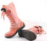Long Warm Leather Women's Boots In Winter With Solid Color Hand Stitching MartLion