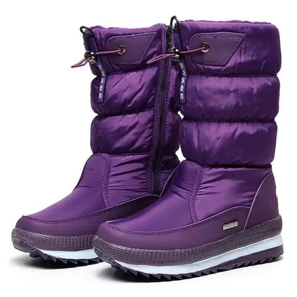 Women Snow Boots Platform Winter Thick Plush Waterproof Non-slip Winter Shoes MartLion Purple 35 