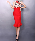 Female Lotus Leaf Pack Hip Fish Skirt Waist Stretch One Step Skirt MartLion   