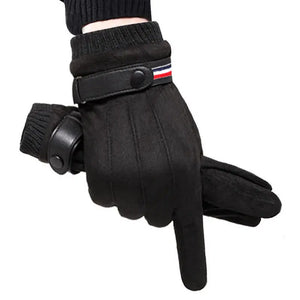 Men's Winter Suede Warm Split Military Finger Gloves Outdoor Thickened Driving Buckle Ski Male Touch-Screen Mittens MartLion   