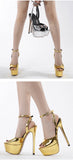 Liyke Summer Peep Toe 16.5CM Extreme High Heels Stripper Pole Dance Platform Shoes Women Ankle Strap Golden Sandals Pumps Mart Lion   