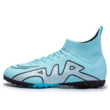 Men's Soccer Shoes Children‘s Football Boots TF FG Outdoor Grass Anti-Slip Soccer Sneakers MartLion CK15-D-Blue 33 