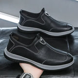 Men Shoes Men Leather  Sewing Shoes Men's Casual Leather Shoes  Platform Loafers for Men MartLion black 44 