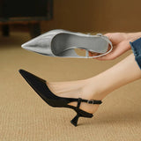 Women's Hollow Sandals Stiletto Heels Pointed Toe Slant Heels High Heels Party Banquet Wedding MartLion   